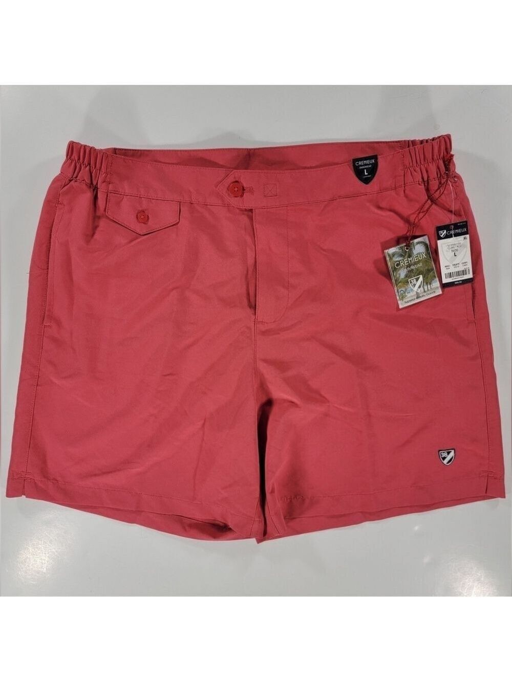 NEW Cremieux Swimwear Lined Trunks Shorts Men Large Claret Red Coral NWT Elastic
